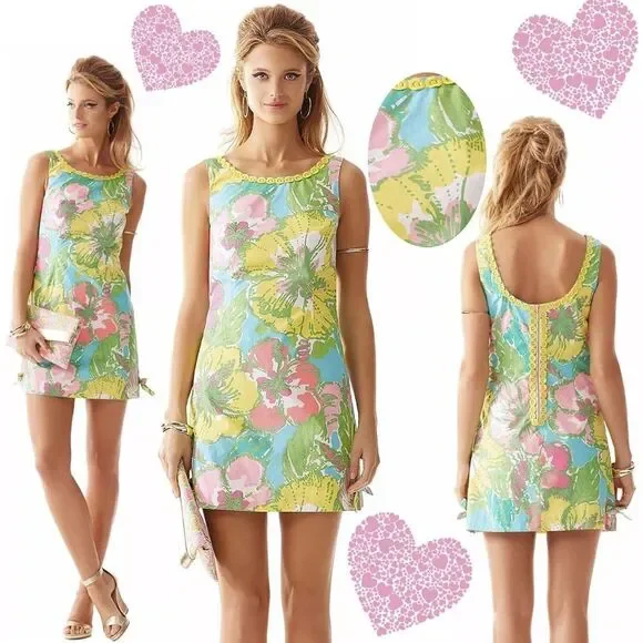 LILY PULITZER Delia Floral Shift Dress in Shorely Big Blue Flirt Size 6 - Picture 3 of 16